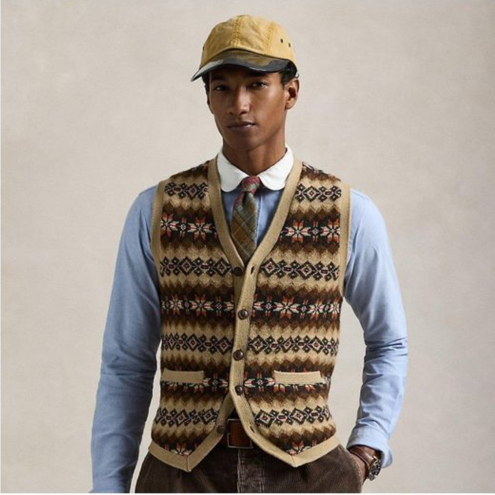 Eclectic Grandpa Roundtree & Yorke Multicolor 100% Cotton Woven Knit Sweater (A)